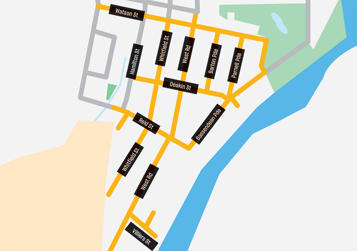 Map of streets impacted by ATCO Gas works